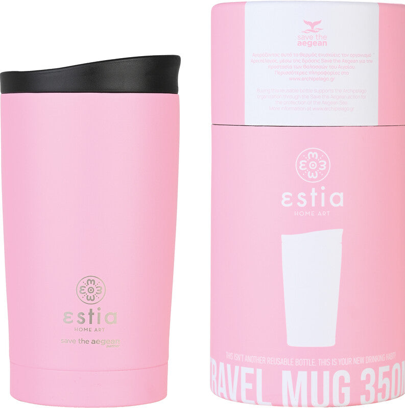 Estia Thermobecher – 3,5 dl – Edelstahl, isoliert, Schraubverschluss – Blossom Rose