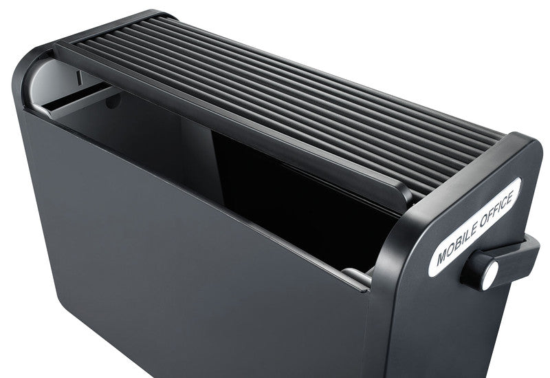 Helit the mobil box Hängemappen-Box A4 – für 25 Hängemappen, mit Rolloverschluss, 425 × 375 × 200 mm, schwarz
