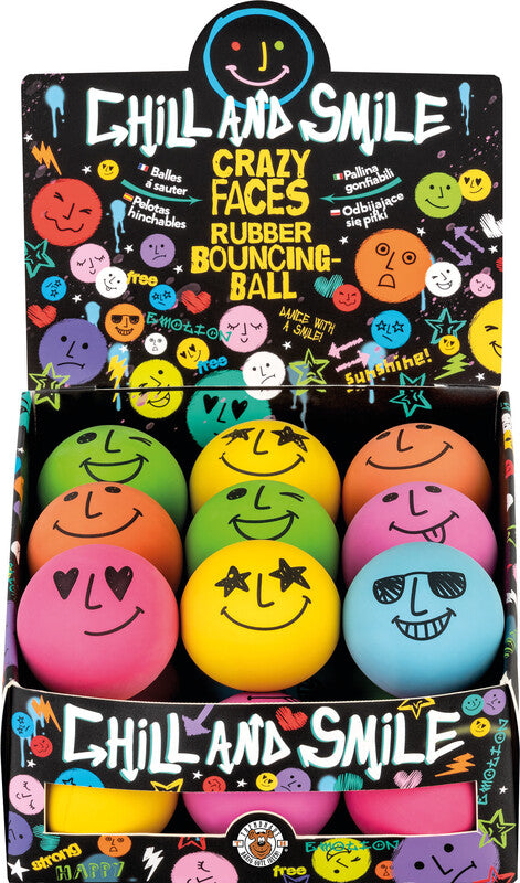 Trendhaus Springball Crazy Faces – Ø 6 cm, Kunststoff