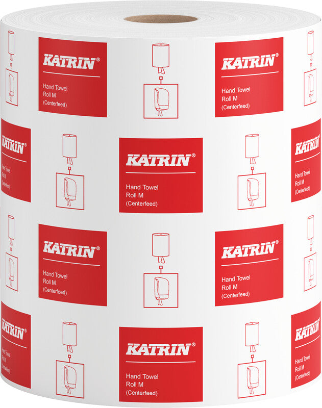 Katrin Handtuchrolle – 1-lagig, Recyclingfasermaterial, Weiss, 300 mm × 300 m, für Katrin Inclusive Medium
