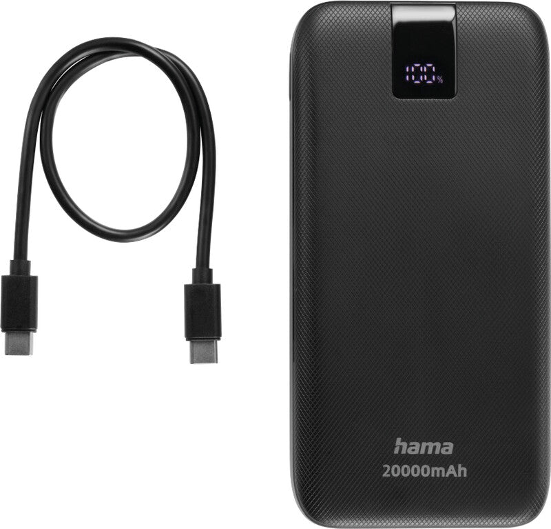 Hama Powerbank 20000 mAh, PD 20 W, 2× USB-C, 1× USB-A, Schwarz