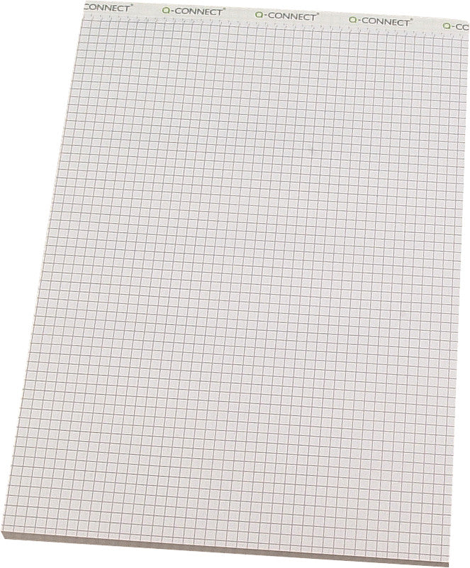 Q-connect Notizblock A4, kariert, geheftet, 100 Blatt, perforiert, 65 g/m² – weiss
