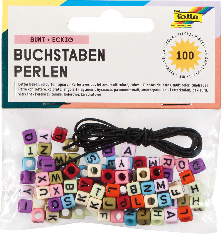 Folia Buchstabenperlen – sortiert – 100 Stück