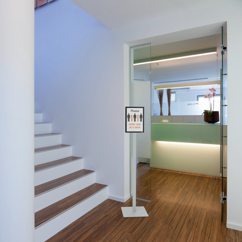 Durable Duraframe Infoständer – für A4 Hoch-/Querformat, magnetisch, silber/schwarz, Metall