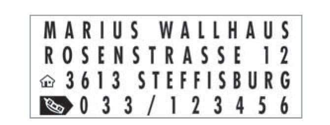 Trodat Motivstempel Printy 4912 – Text: zum Selbersetzen, selbstfärbend, Kunststoff, 47 × 18 mm