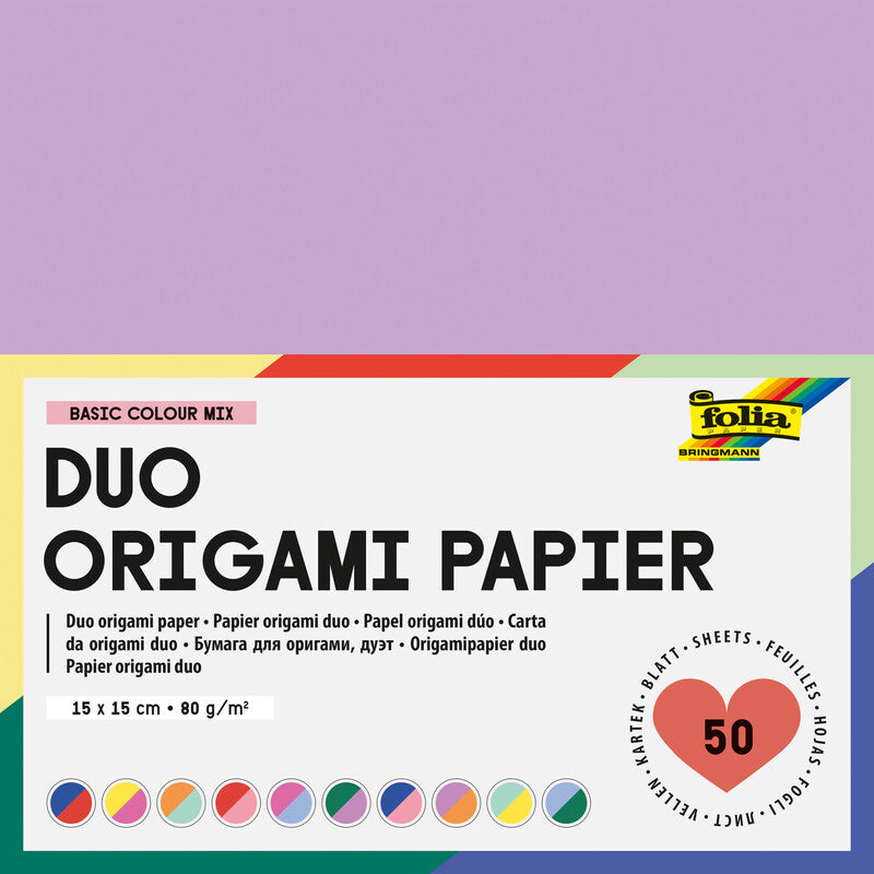 Folia Origamipapier – 15 × 15 cm, sortiert, 80 g/m² – 50 Blatt, PEFC