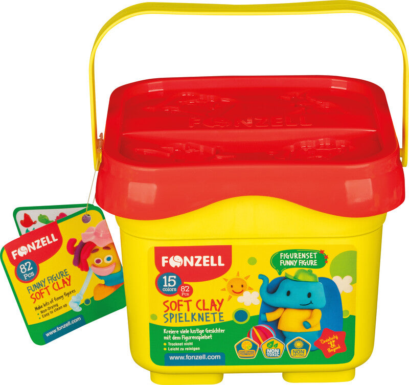 Fonzell Modelliermasse-Set – 82-teilig, 15 Modelliermassen à 35 g – 190 × 180 × 150 mm