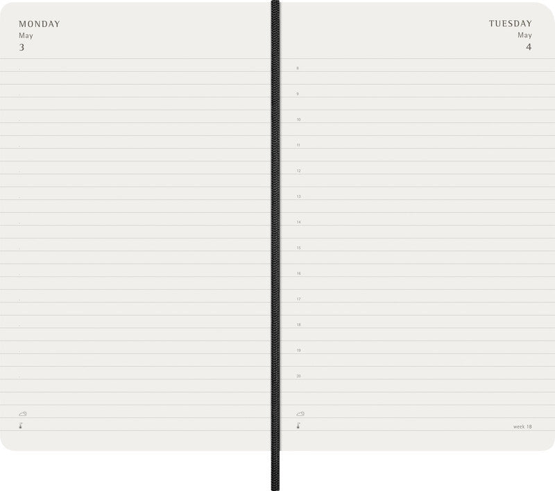 Moleskine Tagesagenda – 1 Tag pro Seite, gebunden, 13 × 21 cm, Jan–Dez 2027, 1-Stunden-Takt, schwarz, FSC