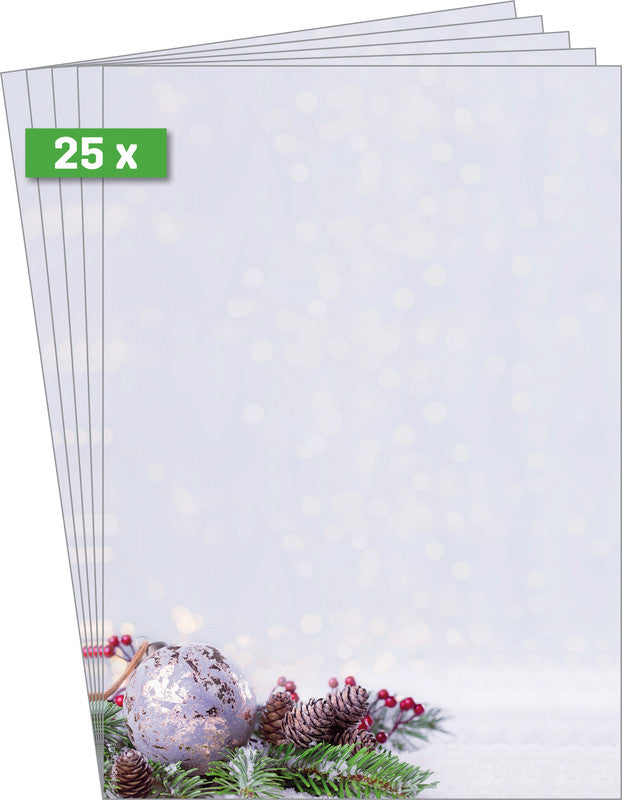 Sigel Motivpapier – A4, 90 g/m², Motiv: Charmful Christmas – für Inkjet/Laser/Kopierer – FSC – 25 Blatt