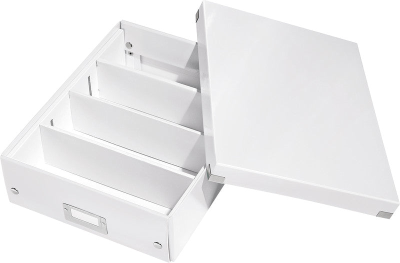 Leitz Click&Store Aufbewahrungsbox B 282 × H 40 × T 373 mm – mit Deckel, stapelbar, weiss