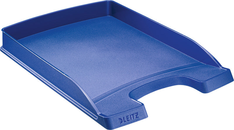 Leitz Briefkorb – mit Griffausschnitt, mit Beschriftungsfeld, matt, blau, B 255 × H 35 × T 357 mm, Serie Slim