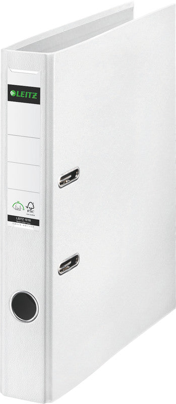 Leitz Ordner Swiss Edition – A4 hoch – 2-Ring Hebelmechanik – weiss, mit Niederhalter und Griffloch, FSC
