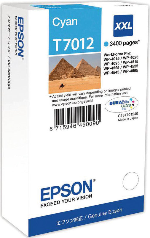 Epson Tintenpatrone T7012, cyan, 3'400 Seiten – für Inkjetdrucker/Multifunktionsgeräte