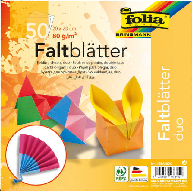 Folia Faltblätter, Duo – 200 × 200 mm – 80 g/m² – sortiert – 50 Blatt