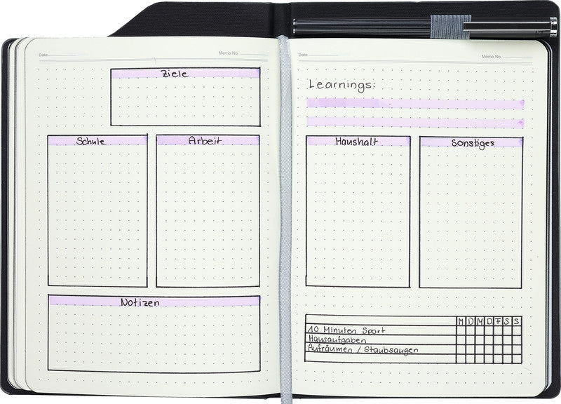 Kolma Notizbuch, A5, punktkariert, Leimbindung, Hardcover, 160 Seiten, 80 g/m² – grau