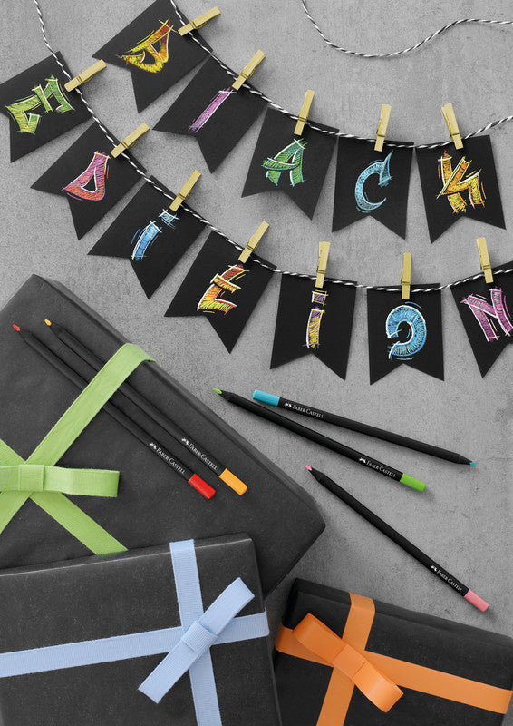 Faber-Castell Buntstifte Black Edition – 12 Farben, im Kartonetui, Ø 3 mm, dreikantig, FSC