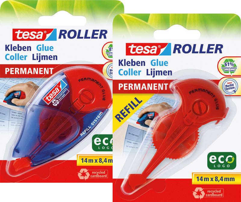 TESA ecoLogo Kleberoller – Nachfüllung, extra stark, transparent, lösemittelfrei, 8,4 mm × 14 m, zum Basteln