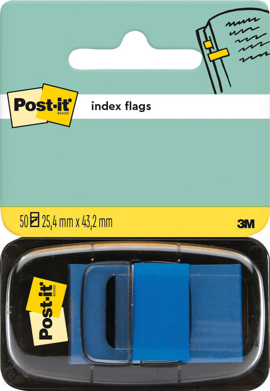 Post-It Indexregister – 25 × 43 mm, Kunststoff, Blau, unbedruckt, mit Dispenser