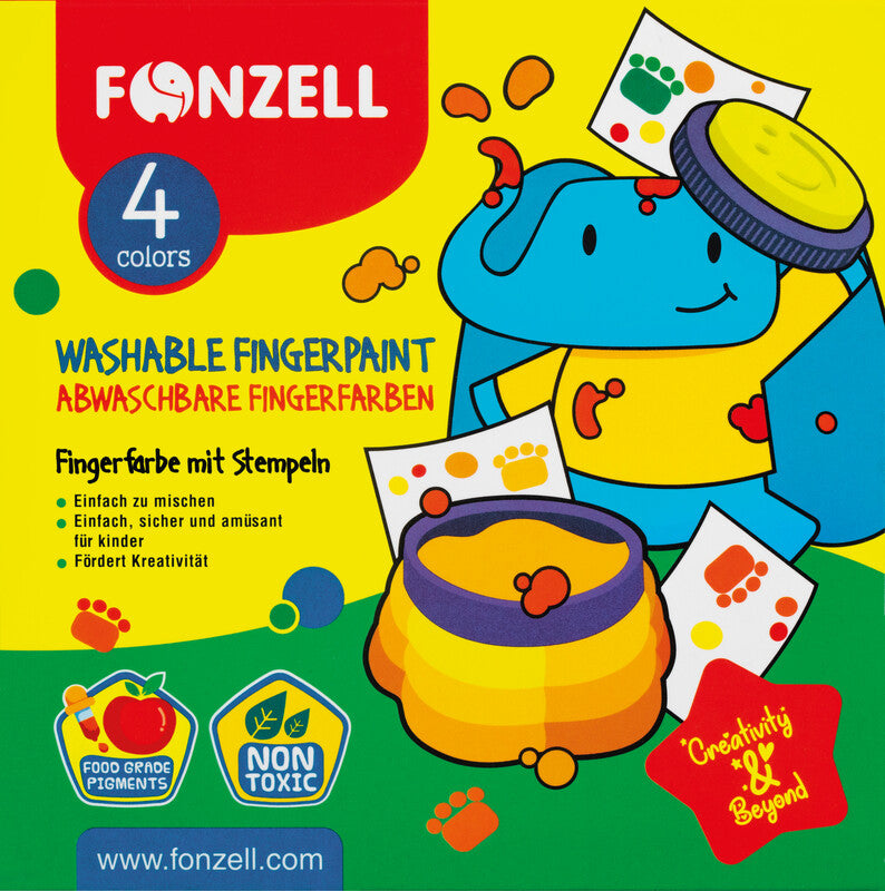 Fonzell Fingerfarben – Set – 4 Farben, sortiert