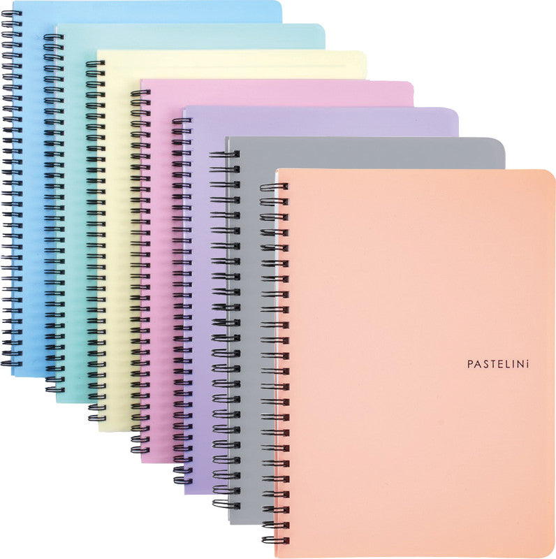 Pastelini Spiralbuch, A5, liniert, Spiralbindung, 120 Seiten, perforiert, 70 g/m² – sortiert