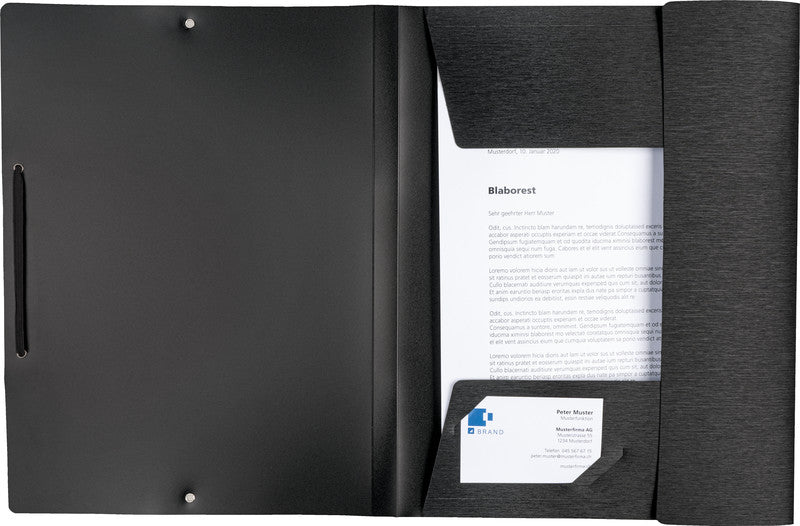 Kolma Sammelmappe für A4, Kunststoff, Schwarz, mit Gummizug