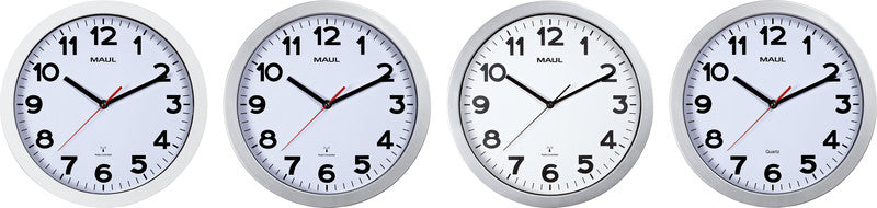 MAUL Wanduhr Step – Funk – Ø 30 cm, silber, Kunststoff