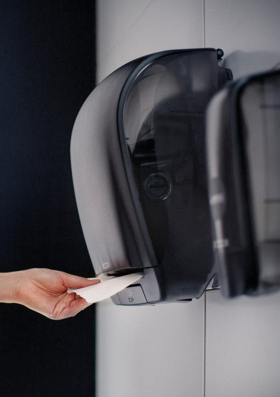 Katrin Handtuchrollenspender Inclusive System schwarz – für Handtuchrollen mit Hülse – 335 × 403 × 216 mm