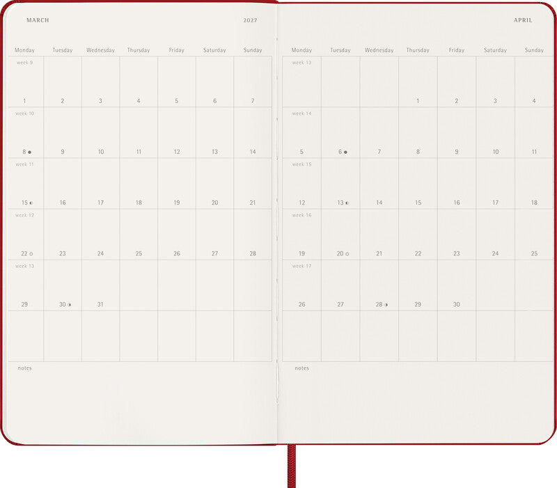 Moleskine Schüleragenda – 1 Woche/1 Seite, gebunden, 13 × 21 cm, 18 Monate Jul–Dez, 2026/2027, FSC