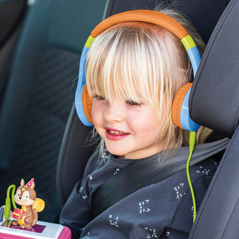 Hama Kids Guard – On-Ear Headset – 3,5 mm Klinke, abnehmbares Kabel, Lautstärkebegrenzung 85 dB – Blau/Orange
