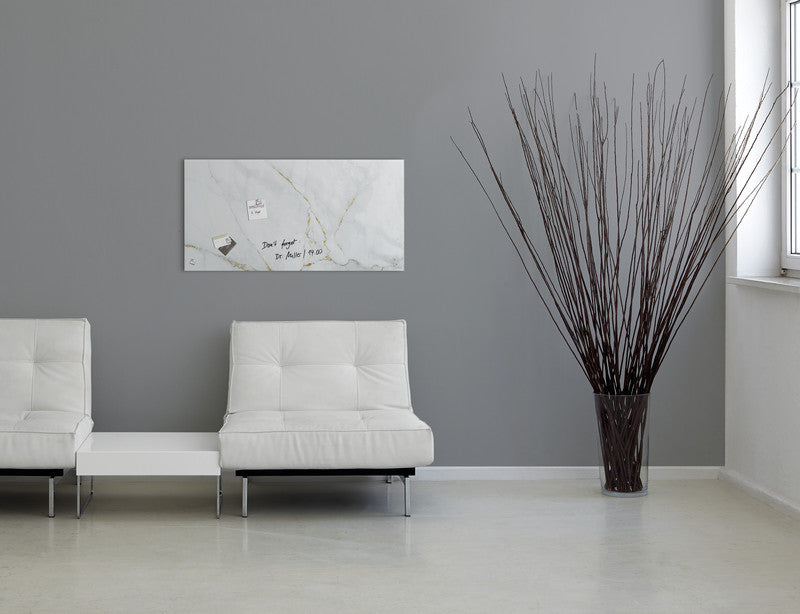 Sigel Whiteboard – 91 × 46 cm, Glas, magnetisch, Wandmontage, inkl. Magnetwürfel, Montagesatz
