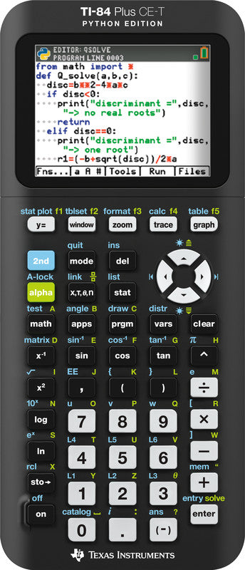 Texas Instruments Taschenrechner 84 Plus CE Python Edition – 10-stellig, Farbdisplay, Akku, schwarz