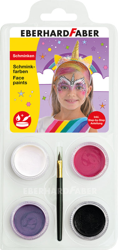 Eberhard Faber Schminkfarben-Set – 4 Farben, inklusive Pinsel, für Haut