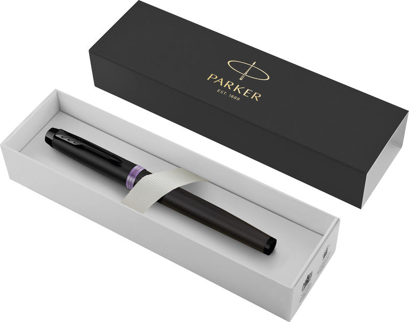 Parker IM Professionals Vibrant Rings – Mittlere Feder – für Rechts- & Linkshänder – Schwarz, Blau – Patronen