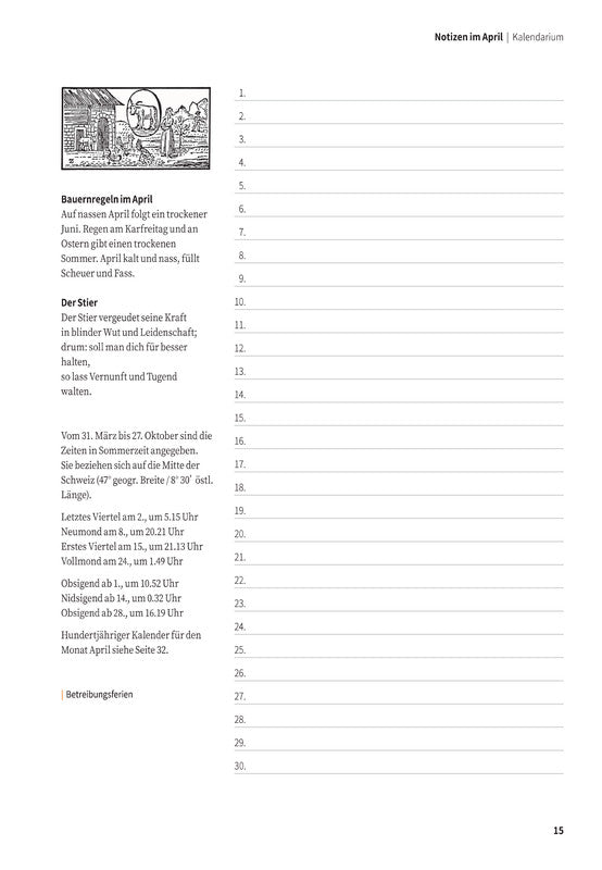 Stämpfli Lesekalender Der Hinkende Bot 2026 – 17,2 × 27,5 cm – d