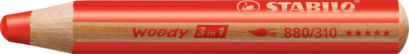STABILO Buntstifte woody 3 in 1 – 3-in-1, rund, Minen-Ø 10 mm, Einzelstift rot