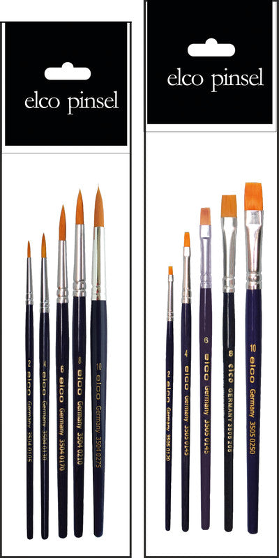 Elco pinsel Aquarellpinsel – Blau, Holz, synthetische Haare, Grössen 2, 4, 6, 8, 10, 5er-Pack, Aluminiumzwinge