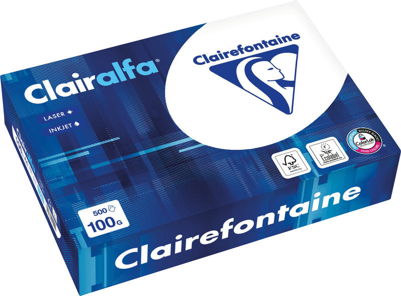 Clairefontaine Kopierpapier – A4, 100 g/m², hochweiss – für Inkjet/Laser/Kopierer – FSC – 500 Blatt