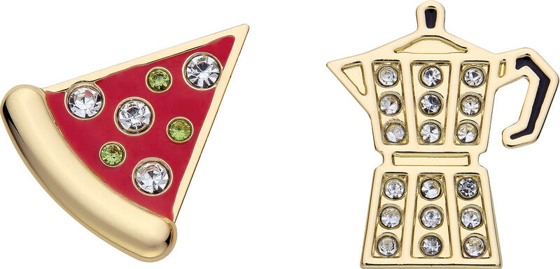 Moleskine Pin – Pizza & Moka, Zinklegierung, Mehrfarbig, Gold, 2 Stück