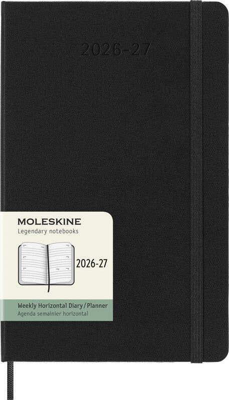 Moleskine Schüleragenda – 1 Woche/2 Seiten, gebunden, 13 × 21 cm, 18 Monate Jul–Dez, Englisch, Schwarz, FSC