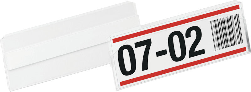 Durable Kennzeichnungstaschen – 100 × 38 mm, transparent, selbstklebend, 10er-Pack