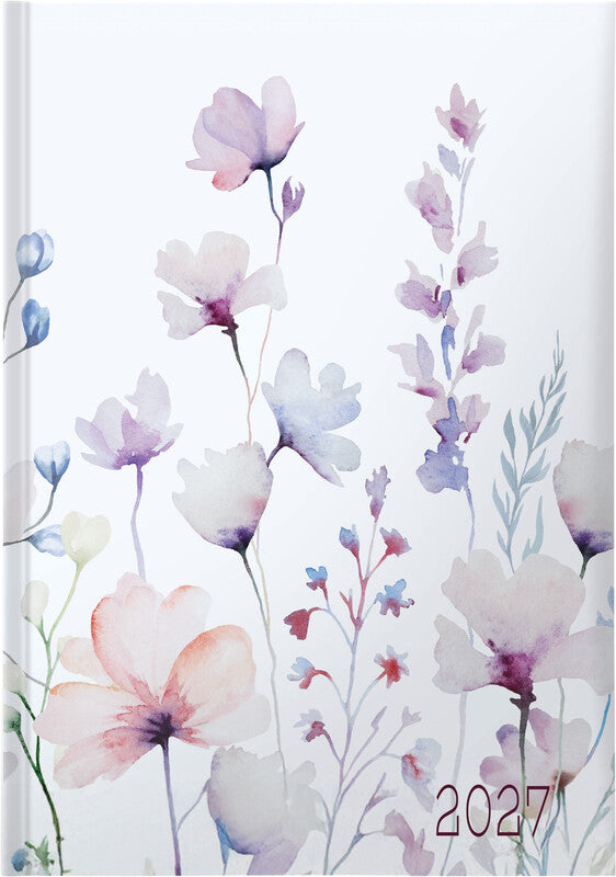Biella Executive Trend Agenda – 1 Tag pro Seite, gebunden, 14,5 × 20,5 cm, 2027, 1/2-Stunden-Takt, Wildflower, FSC