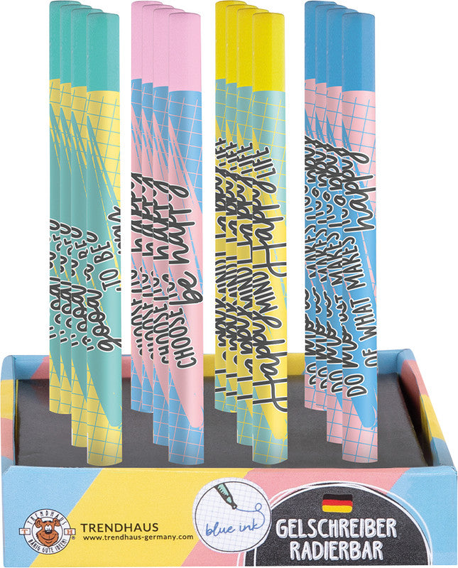 Trendhaus Back to school – radierbarer Tintenroller mit Kappe, 0,8 mm, blau