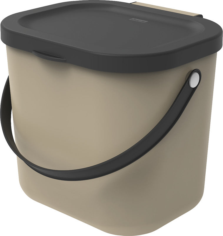 Rotho Recyclingbox Albula – 6 l – Kunststoff, rechteckig – Cappuccino