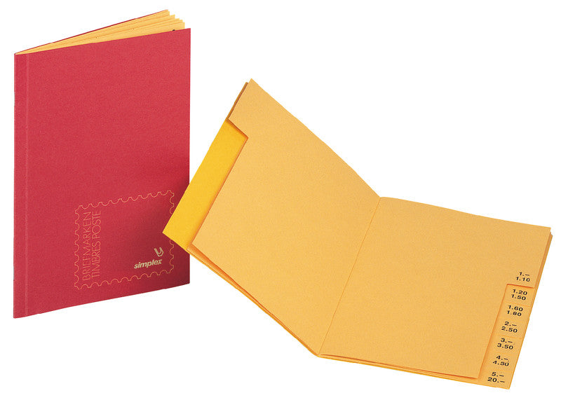 Simplex Briefmarkenordner – 175 × 240 mm hoch – rot, Karton