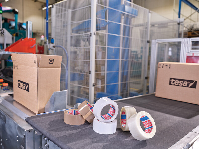 TESA Verpackungsband – permanent, glatt, PCR PET, 50 mm × 132 m, transparent