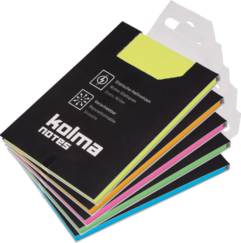 Kolma Haftnotizen – 74×105 mm – sortiert (neongrün, neonblau, neongelb), 10×100 Blatt, elektrostatisch