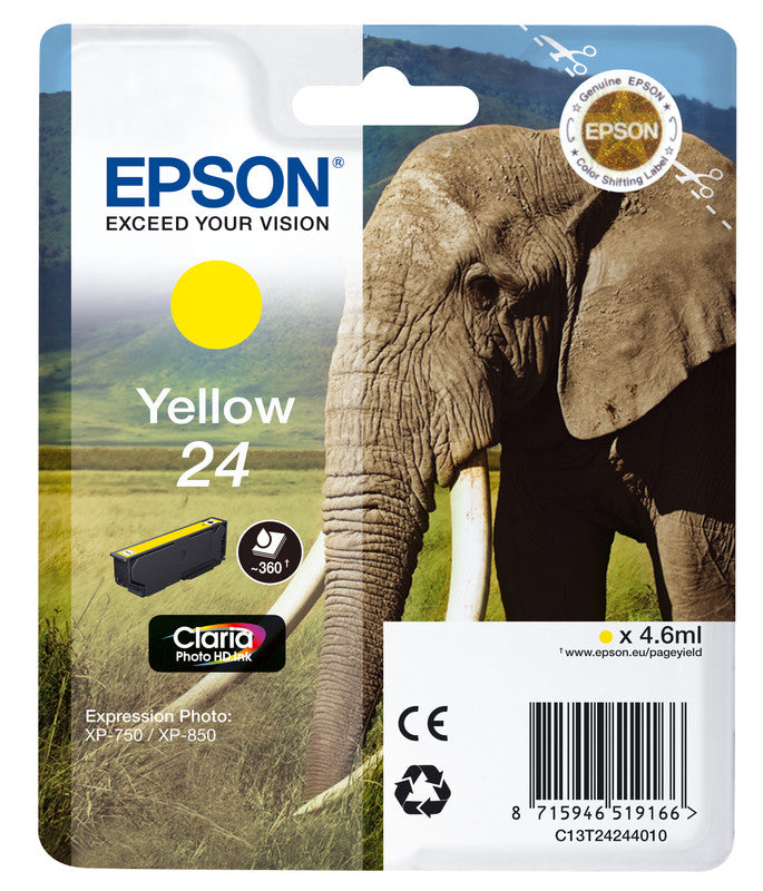 Epson Tintenpatrone 24, Gelb, 360 Seiten – für Tintenstrahldrucker/Multifunktionsgeräte