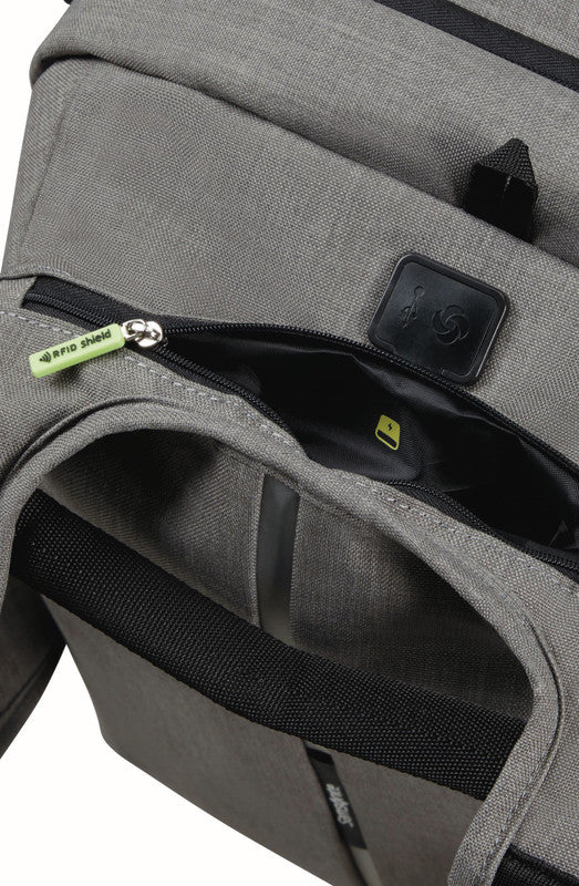 Samsonite Securipak Travel – Notebook-Rucksack – für 15,6" Notebook, 25,5–30 l, Nylon, Grau, RFID-Schutz