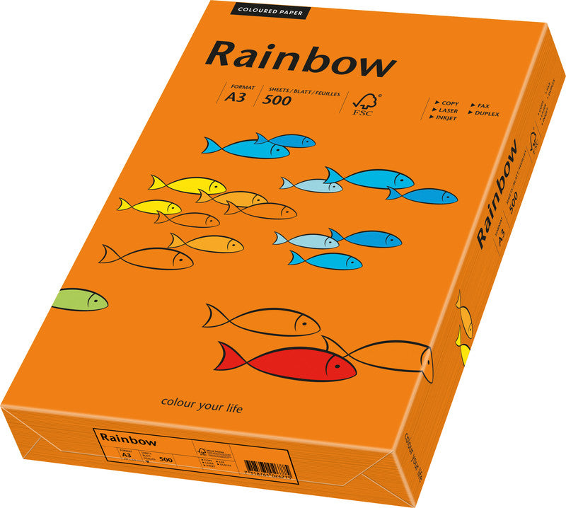 Rainbow Kopierpapier – A3, 80 g/m², intensivorange – für Inkjet/Laser/Kopierer – FSC – 500 Blatt