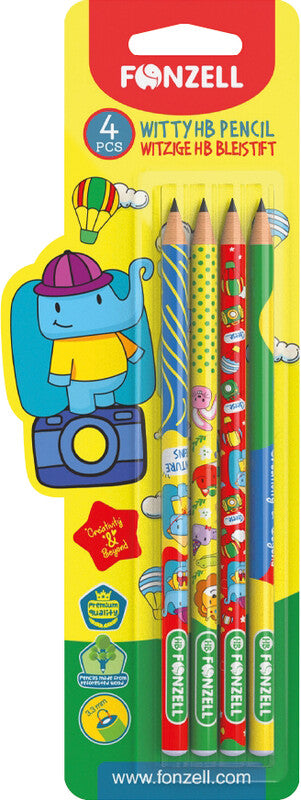 Fonzell Bleistift, HB, Mine Ø 2,2 mm, farbig sortiert – 4er-Set